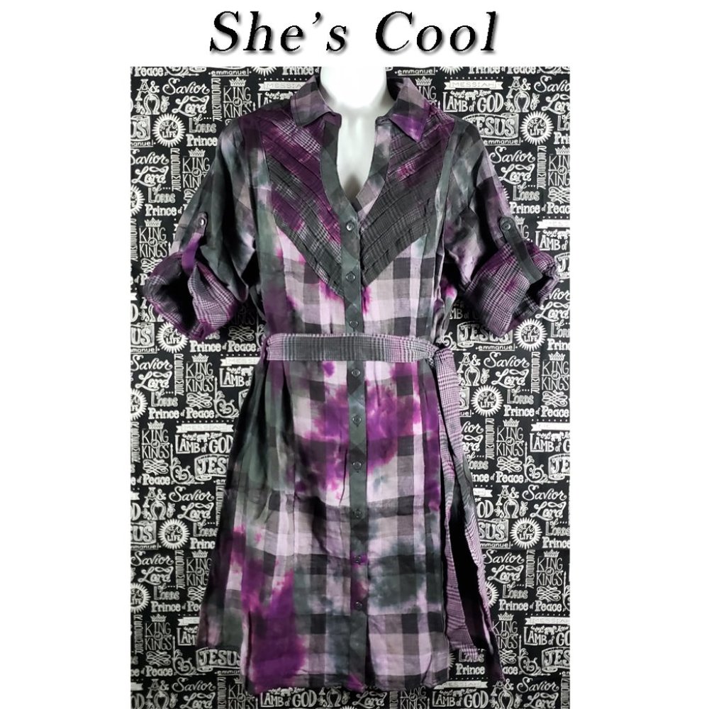 She's Cool Button Down Shirt Dress Size Large🤩